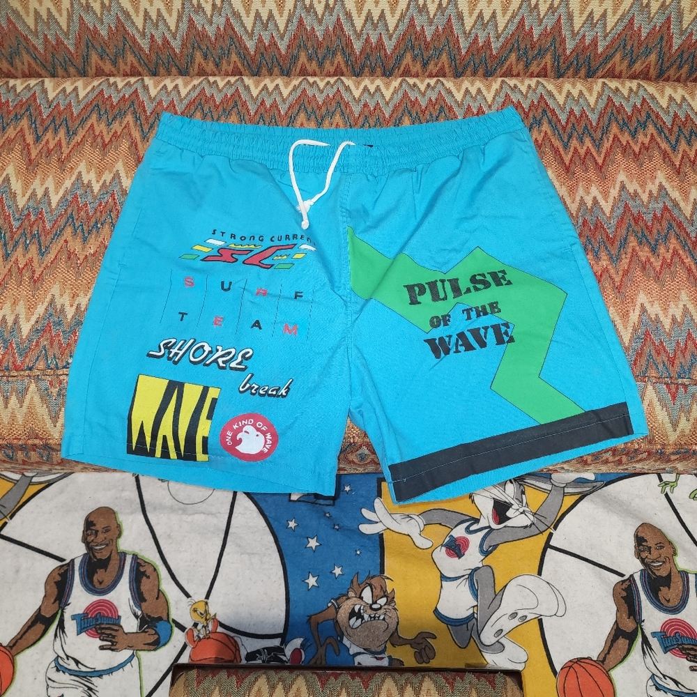 Vintage Light Blue Swim Trunks Sz L